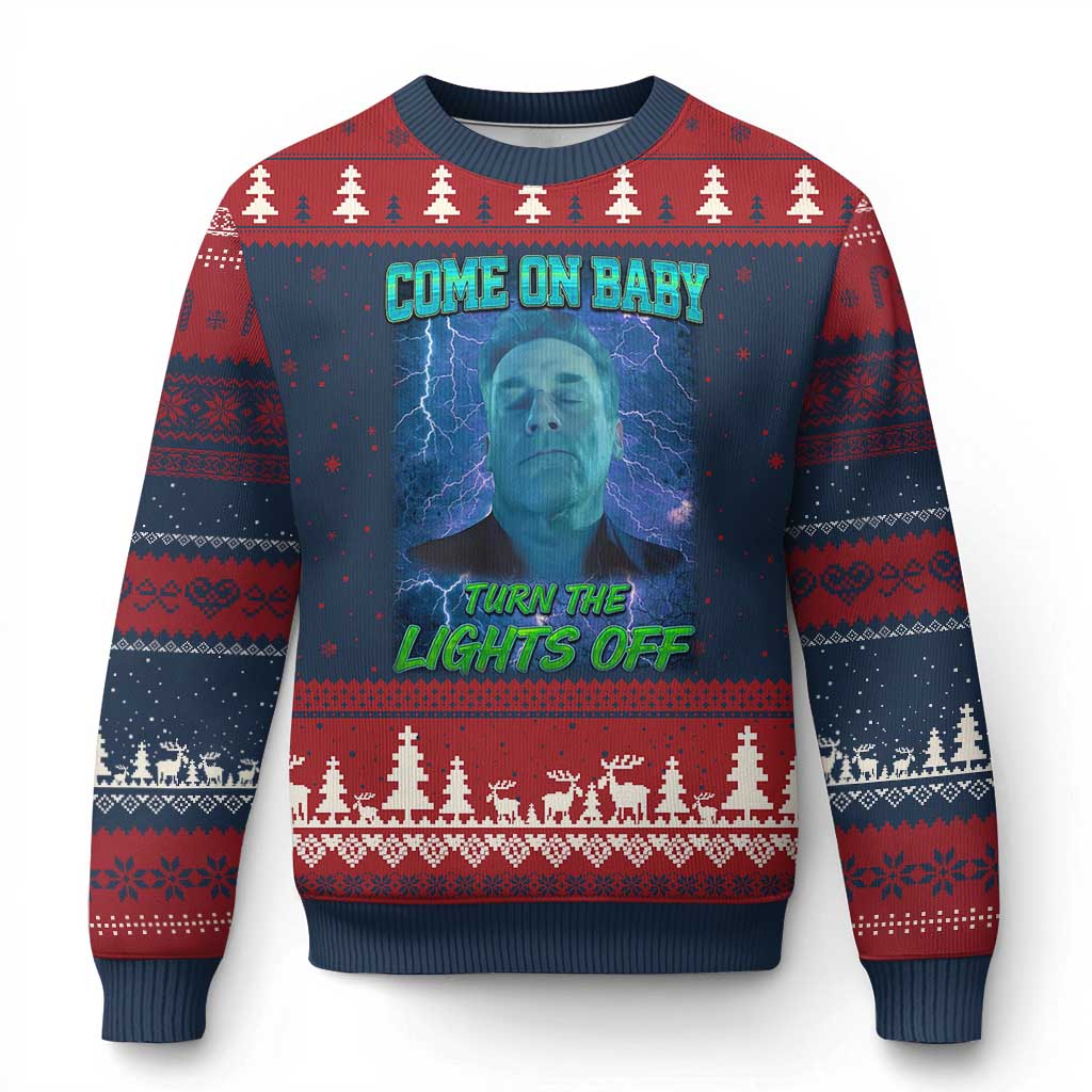 Funny Come On Baby Turn The Lights Off Ugly Christmas Sweater Dance Club Meme - Wonder Print Shop