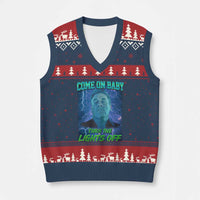 Funny Come On Baby Turn The Lights Off V-Neck Knit Sweater Vest Dance Club Meme - Wonder Print Shop