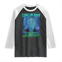 Funny Come On Baby Turn The Lights Off Raglan Shirt Dance Club Meme - Wonder Print Shop