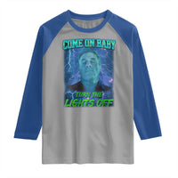 Funny Come On Baby Turn The Lights Off Raglan Shirt Dance Club Meme - Wonder Print Shop