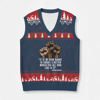 Nelson Mandela V-Neck Knit Sweater Vest It Is In Your Hands To Create A Better World For All Who Live In It