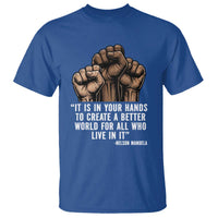 Nelson Mandela T Shirt It Is In Your Hands To Create A Better World For All Who Live In It