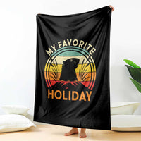 Funny Groundhog Day Throw Blanket My Favorite Holiday Retro Vintage Woodchuck - Wonder Print Shop