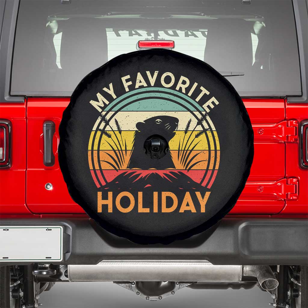 Funny Groundhog Day Spare Tire Cover My Favorite Holiday Retro Vintage Woodchuck - Wonder Print Shop