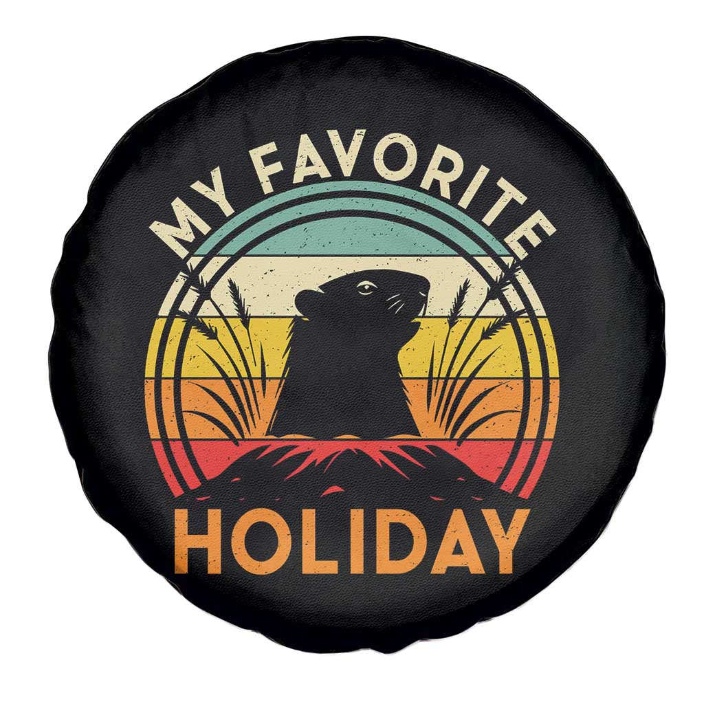 Funny Groundhog Day Spare Tire Cover My Favorite Holiday Retro Vintage Woodchuck - Wonder Print Shop