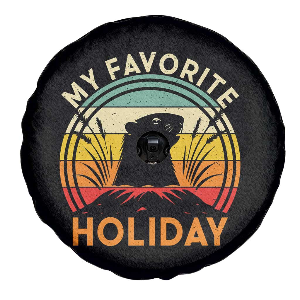 Funny Groundhog Day Spare Tire Cover My Favorite Holiday Retro Vintage Woodchuck - Wonder Print Shop