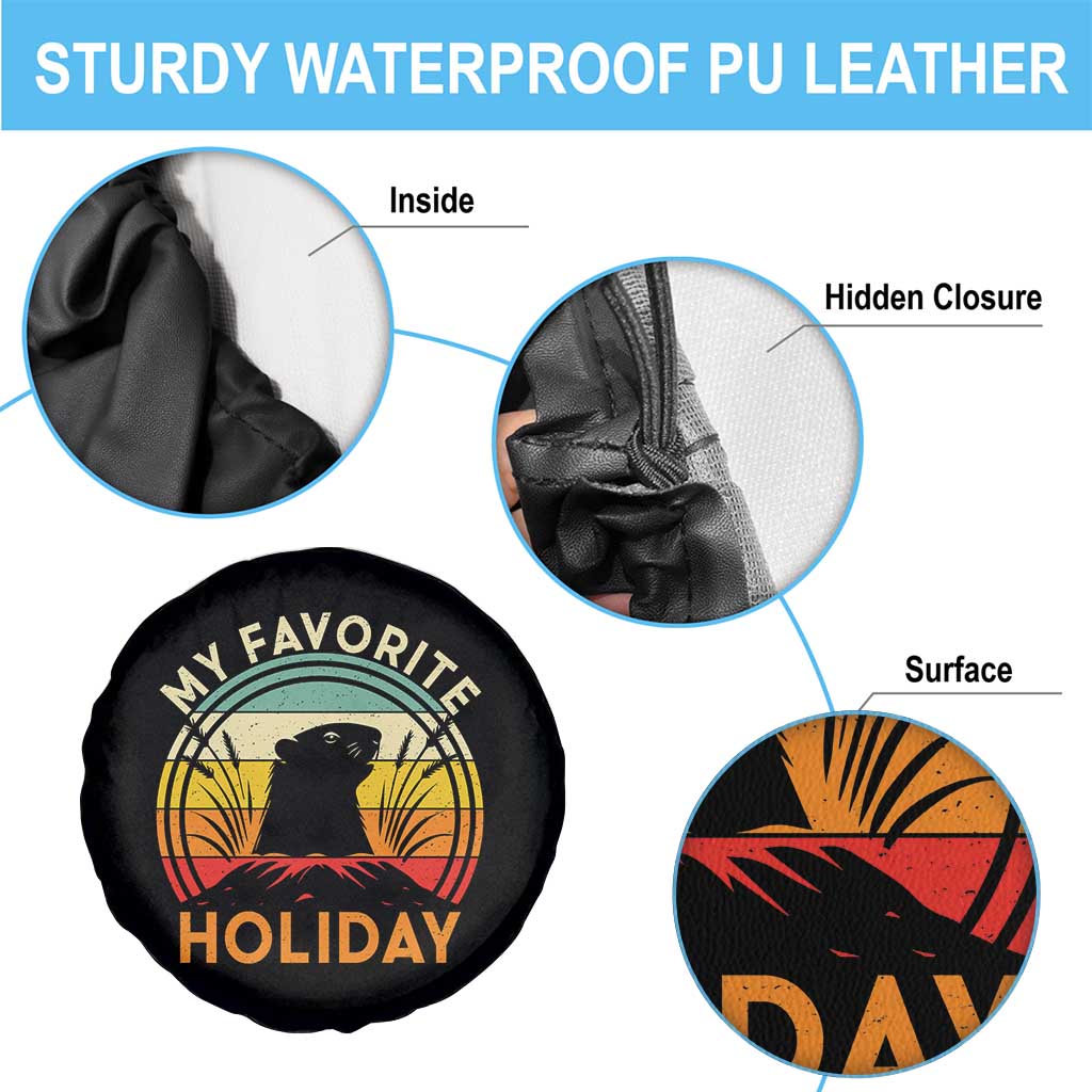 Funny Groundhog Day Spare Tire Cover My Favorite Holiday Retro Vintage Woodchuck - Wonder Print Shop