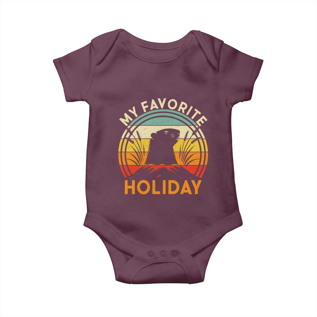 Funny Groundhog Day Baby Onesie My Favorite Holiday Retro Vintage Woodchuck - Wonder Print Shop