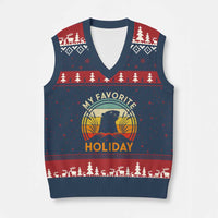 Funny Groundhog Day V-Neck Knit Sweater Vest My Favorite Holiday Retro Vintage Woodchuck - Wonder Print Shop