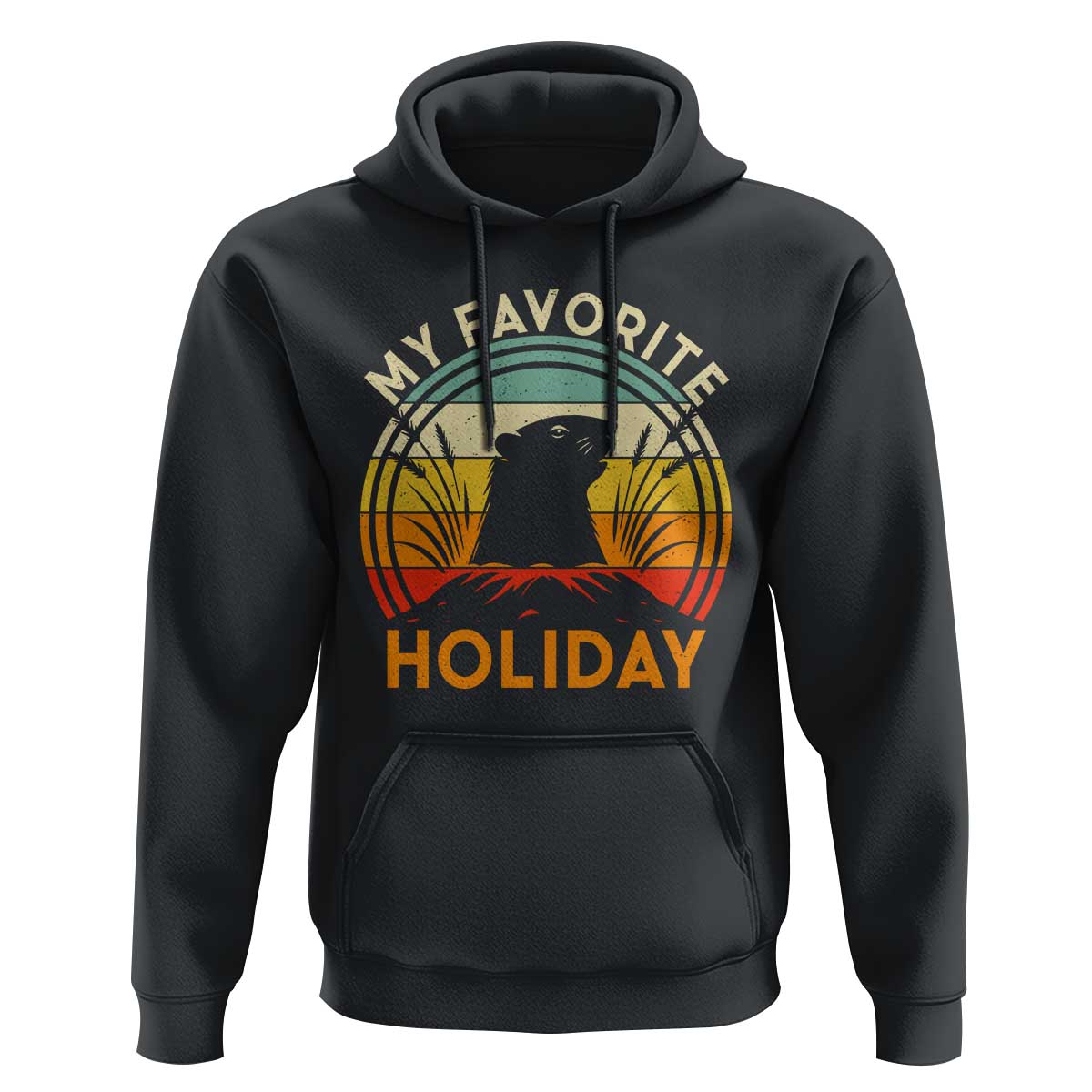 Funny Groundhog Day Hoodie My Favorite Holiday Retro Vintage Woodchuck - Wonder Print Shop
