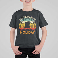 Funny Groundhog Day T Shirt For Kid My Favorite Holiday Retro Vintage Woodchuck - Wonder Print Shop