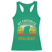 Funny Groundhog Day Racerback Tank Top My Favorite Holiday Retro Vintage Woodchuck - Wonder Print Shop