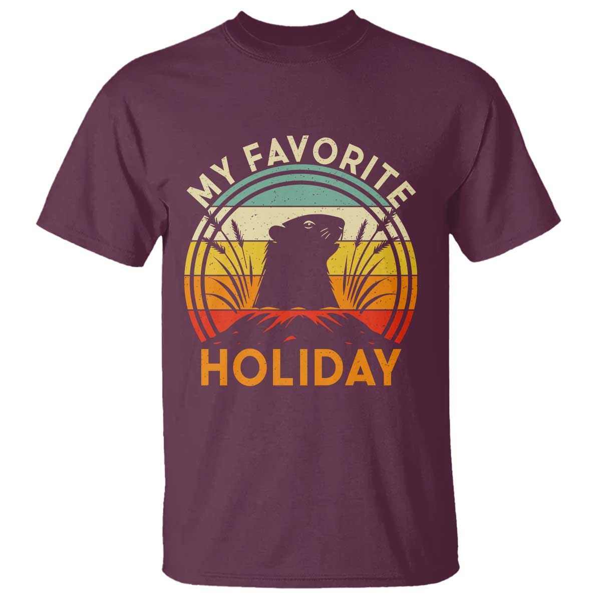 Funny Groundhog Day T Shirt My Favorite Holiday Retro Vintage Woodchuck - Wonder Print Shop