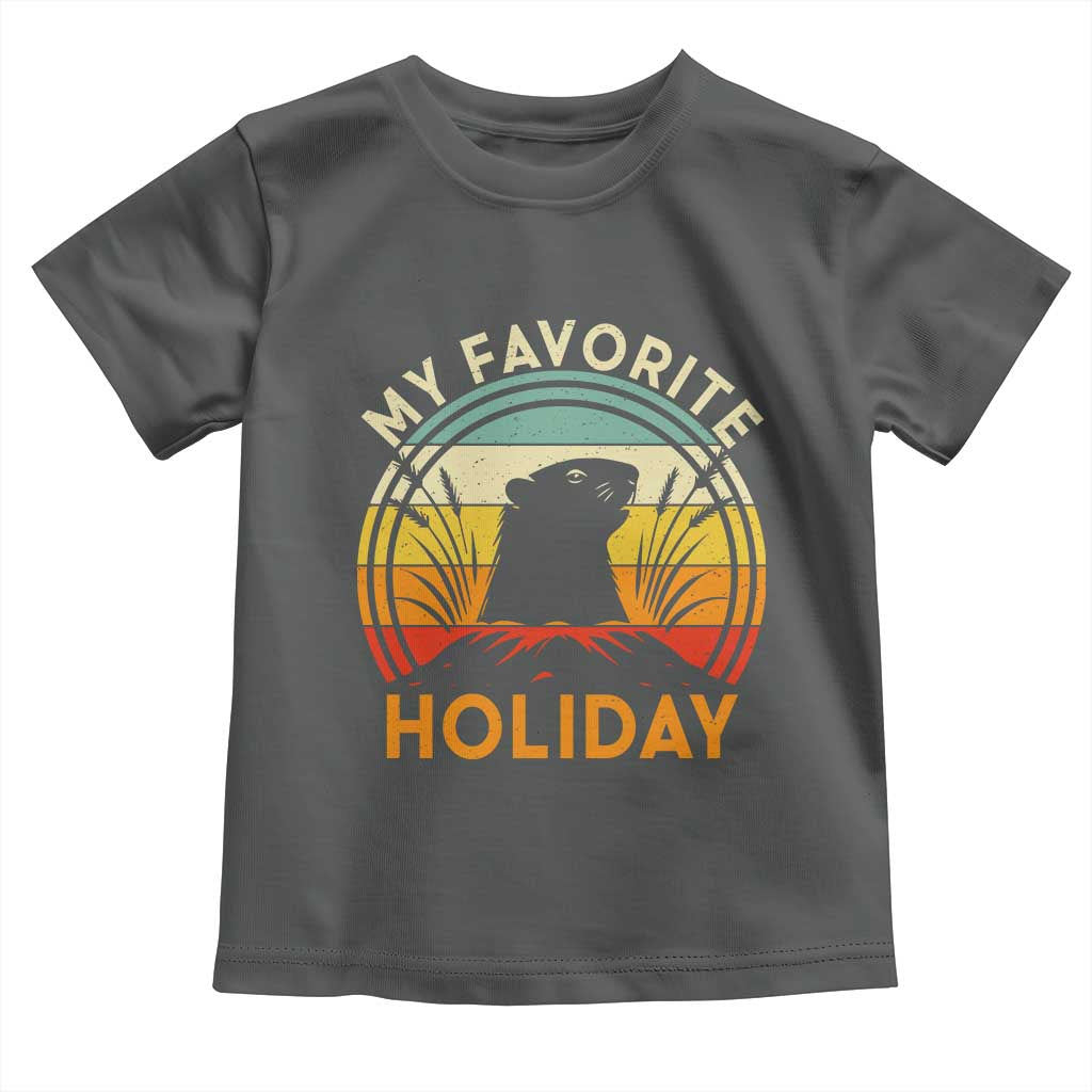Funny Groundhog Day Toddler T Shirt My Favorite Holiday Retro Vintage Woodchuck - Wonder Print Shop