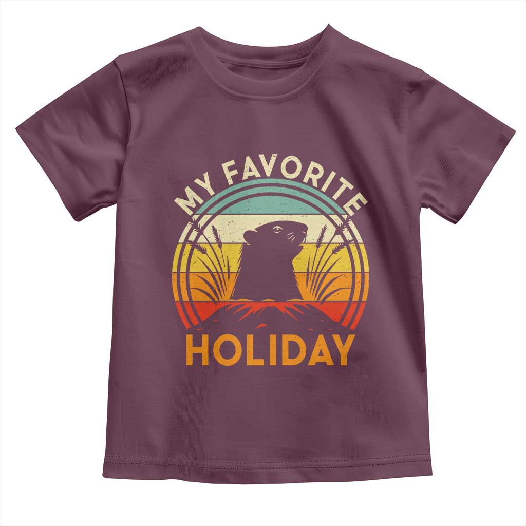 Funny Groundhog Day Toddler T Shirt My Favorite Holiday Retro Vintage Woodchuck - Wonder Print Shop