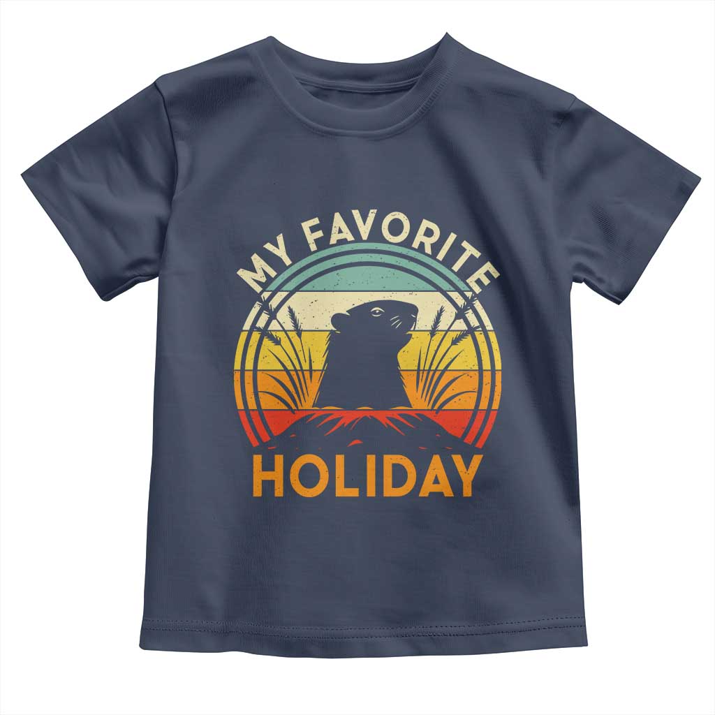 Funny Groundhog Day Toddler T Shirt My Favorite Holiday Retro Vintage Woodchuck - Wonder Print Shop