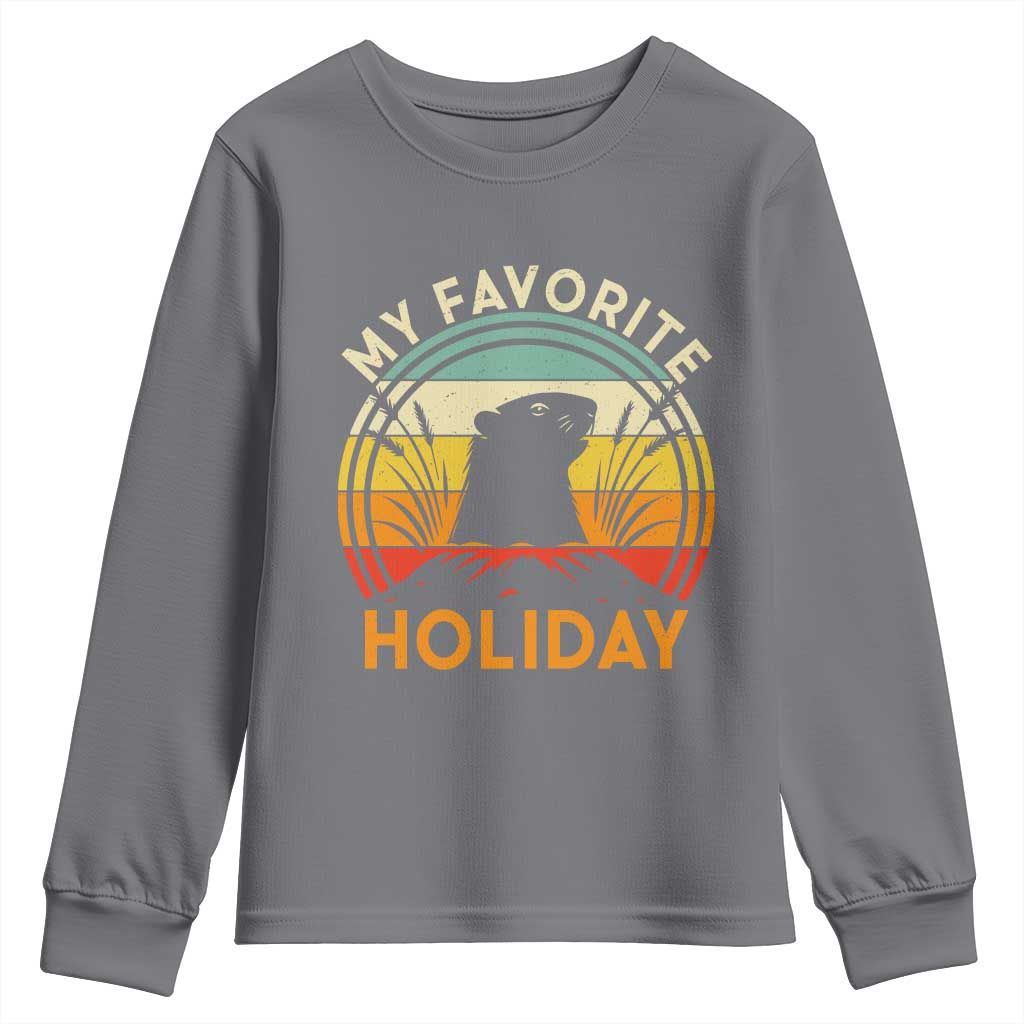 Funny Groundhog Day Youth Sweatshirt My Favorite Holiday Retro Vintage Woodchuck - Wonder Print Shop