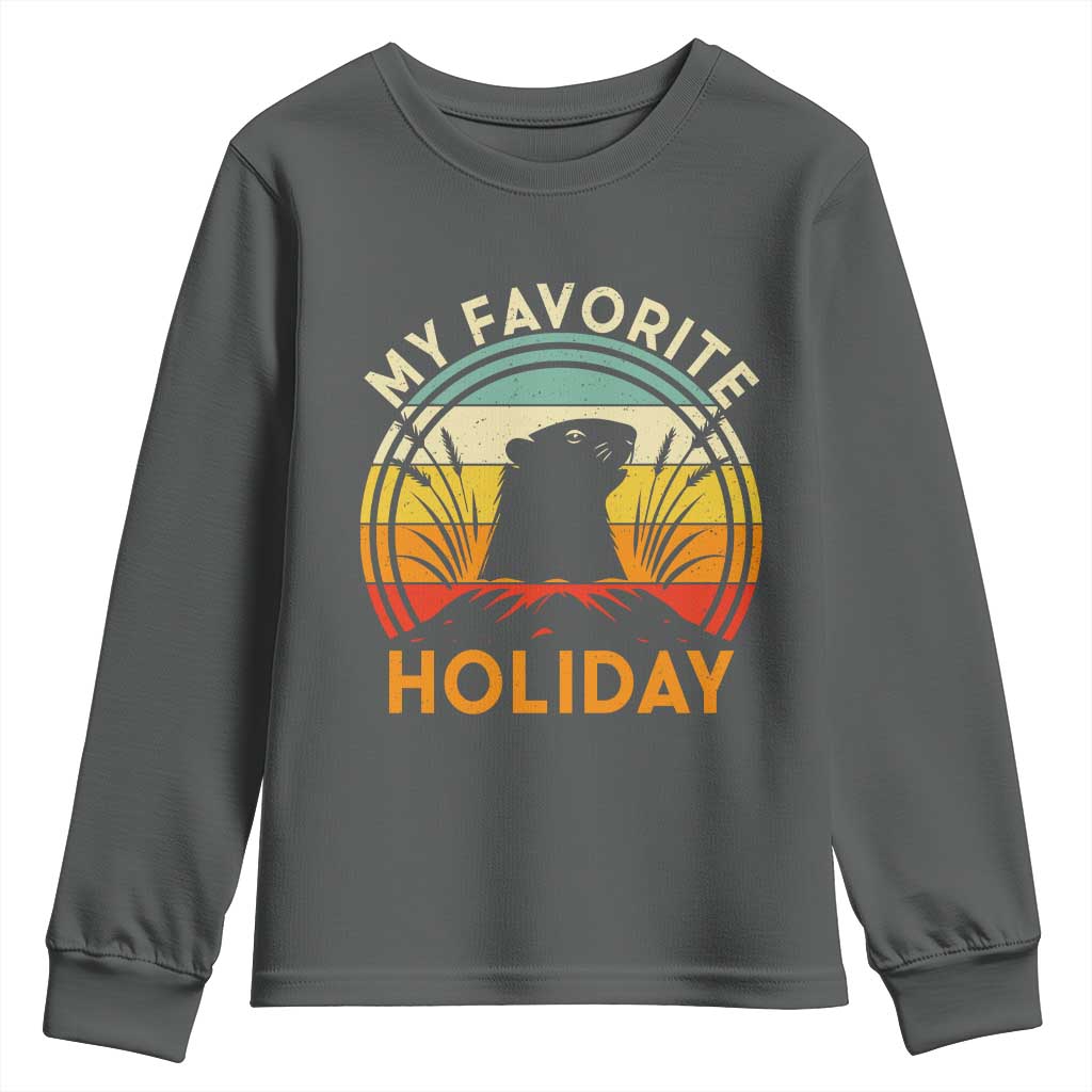 Funny Groundhog Day Youth Sweatshirt My Favorite Holiday Retro Vintage Woodchuck - Wonder Print Shop