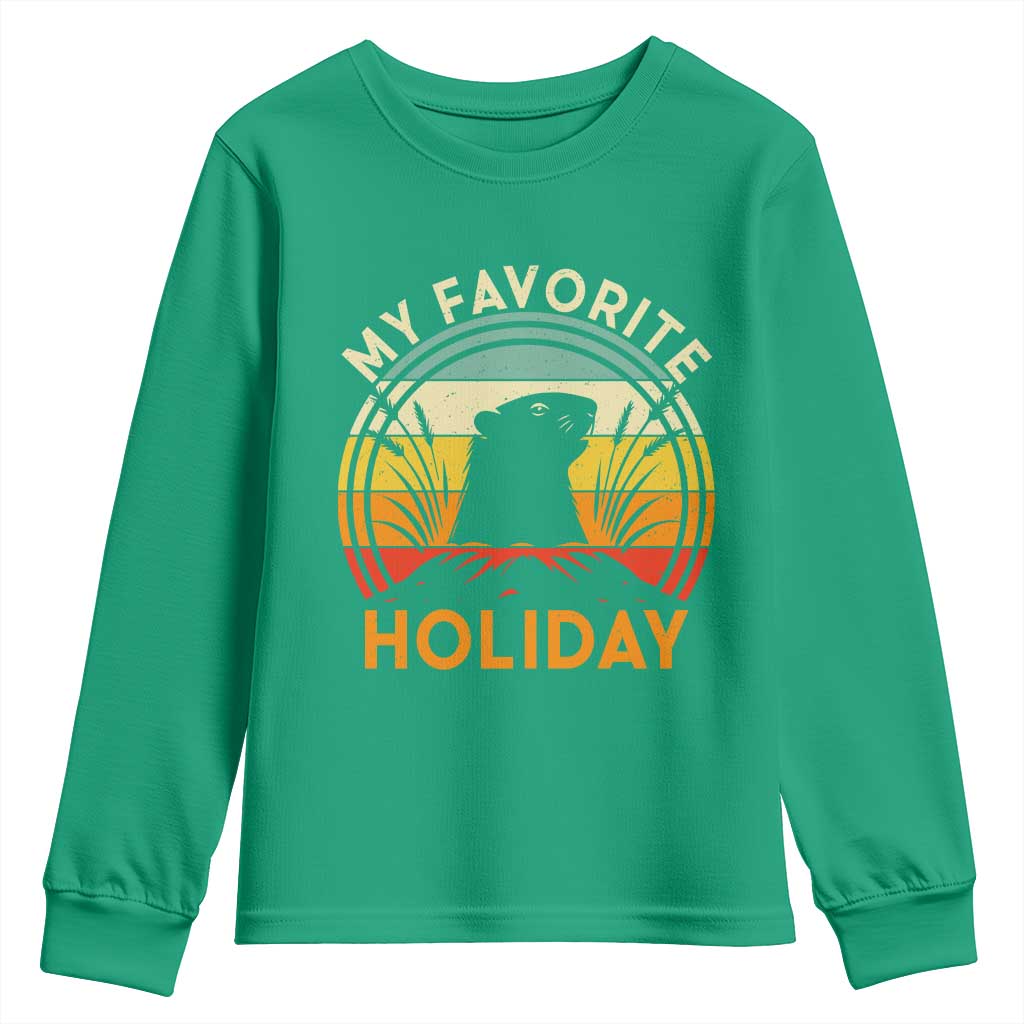 Funny Groundhog Day Youth Sweatshirt My Favorite Holiday Retro Vintage Woodchuck - Wonder Print Shop