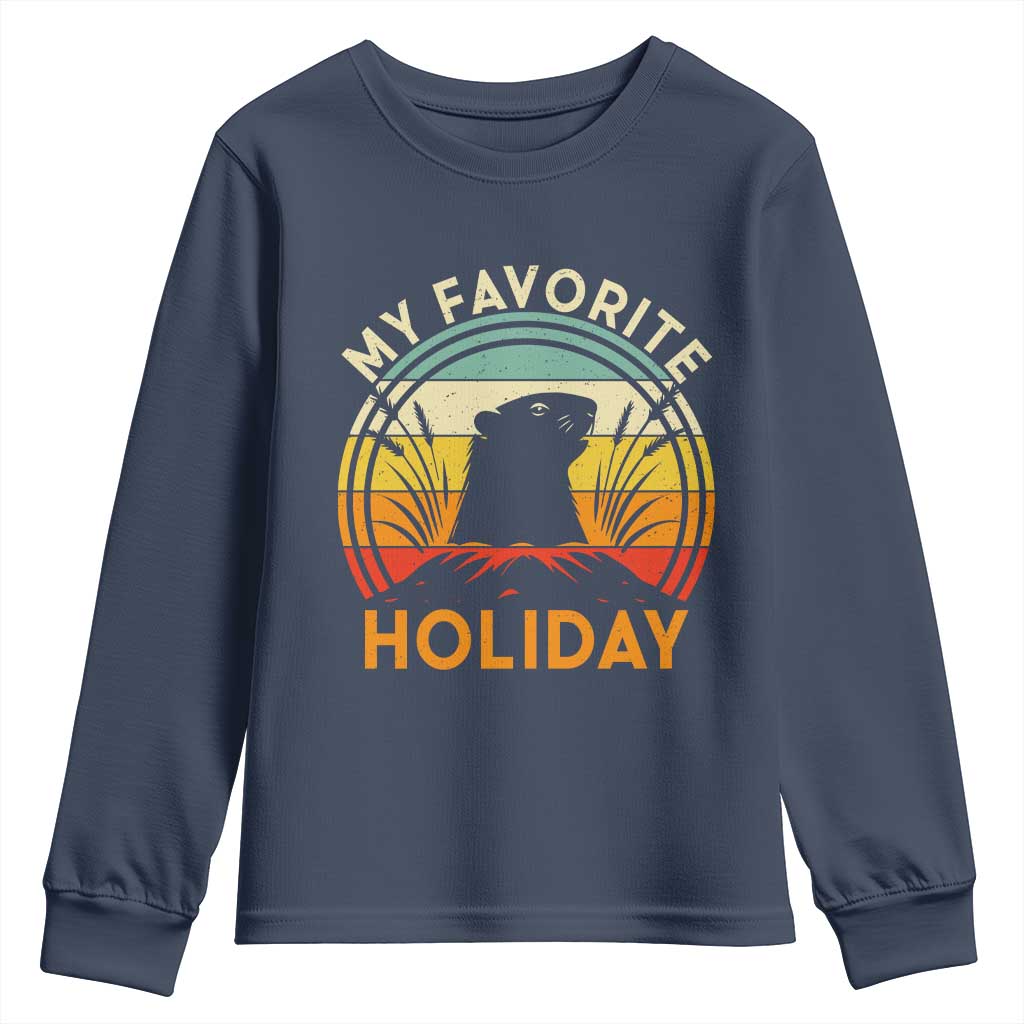 Funny Groundhog Day Youth Sweatshirt My Favorite Holiday Retro Vintage Woodchuck - Wonder Print Shop