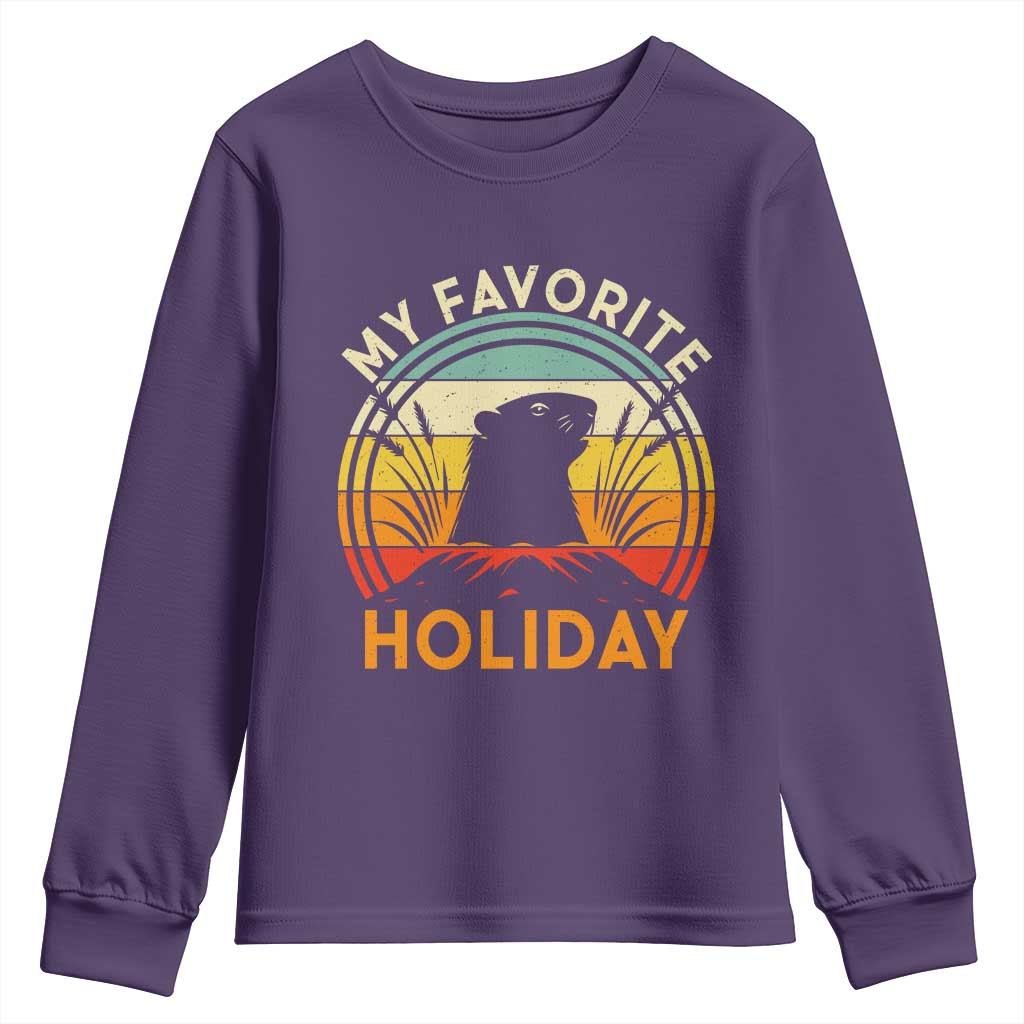 Funny Groundhog Day Youth Sweatshirt My Favorite Holiday Retro Vintage Woodchuck - Wonder Print Shop