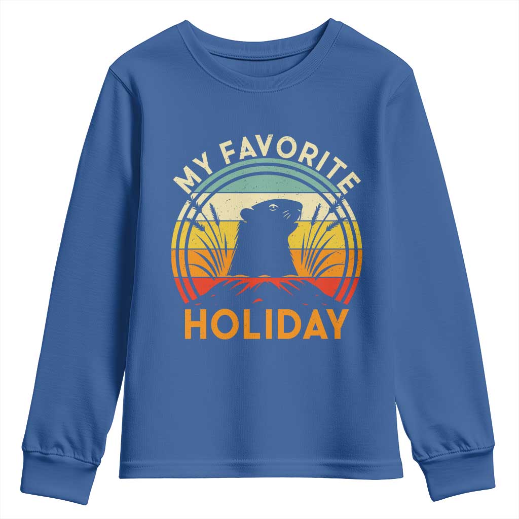 Funny Groundhog Day Youth Sweatshirt My Favorite Holiday Retro Vintage Woodchuck - Wonder Print Shop