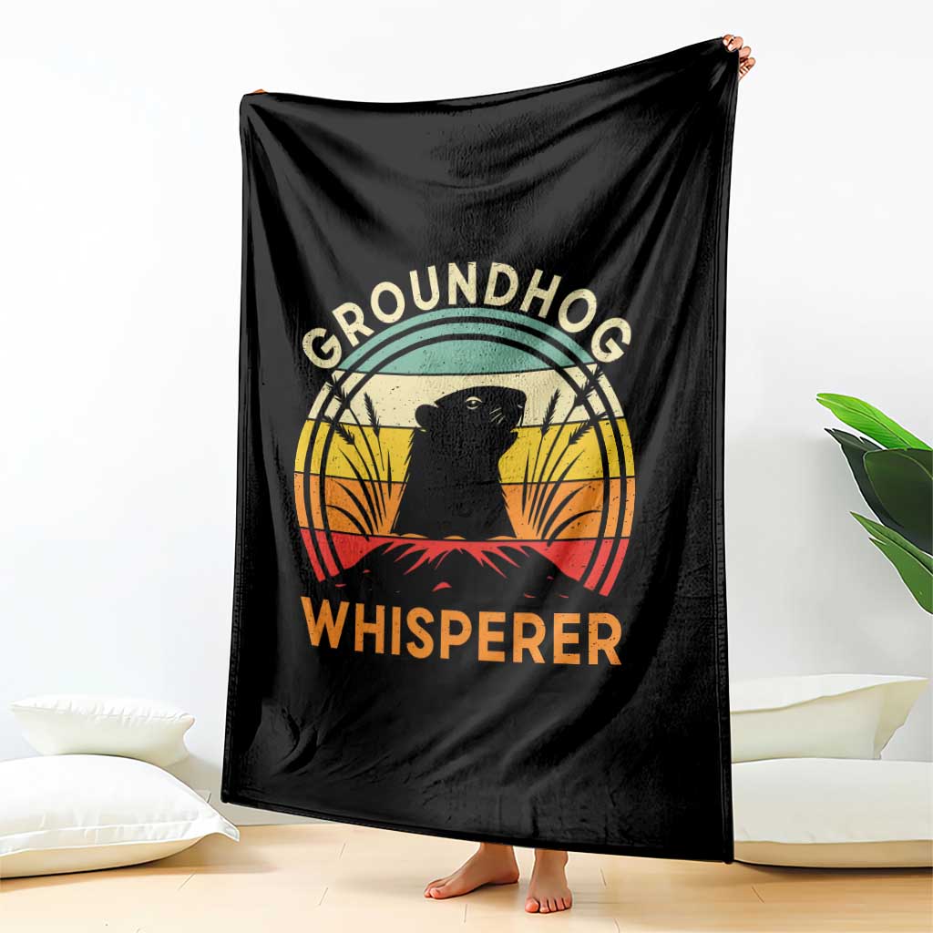 Funny Groundhog Whisperer Throw Blanket Retro Vintage Woodchuck Lover - Wonder Print Shop