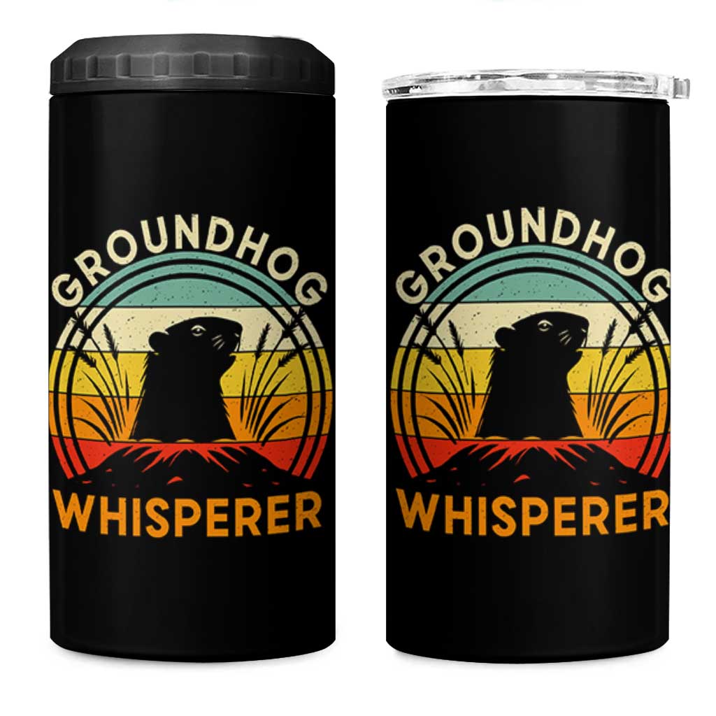 Funny Groundhog Whisperer 4 in 1 Can Cooler Tumbler Retro Vintage Woodchuck Lover - Wonder Print Shop