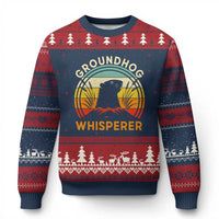 Funny Groundhog Whisperer Ugly Christmas Sweater Retro Vintage Woodchuck Lover - Wonder Print Shop
