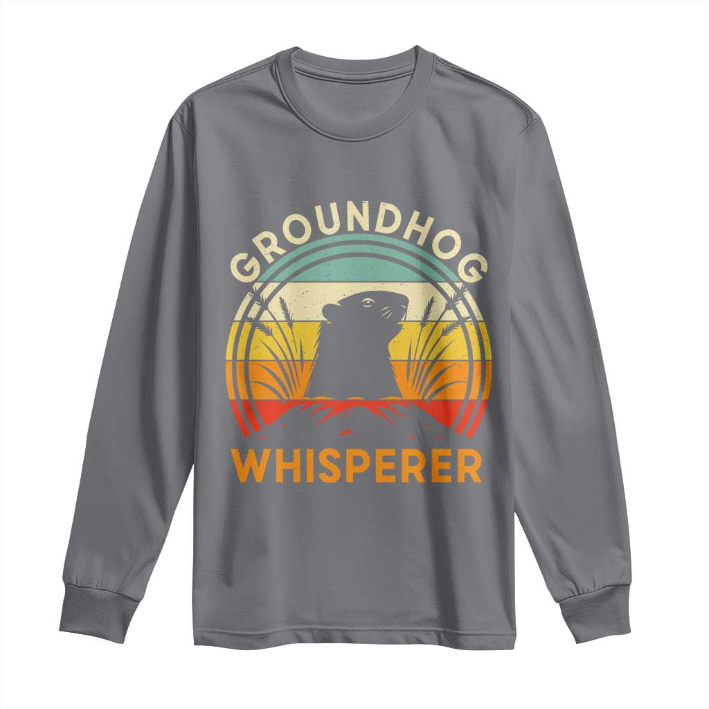 Funny Groundhog Whisperer Long Sleeve Shirt Retro Vintage Woodchuck Lover - Wonder Print Shop