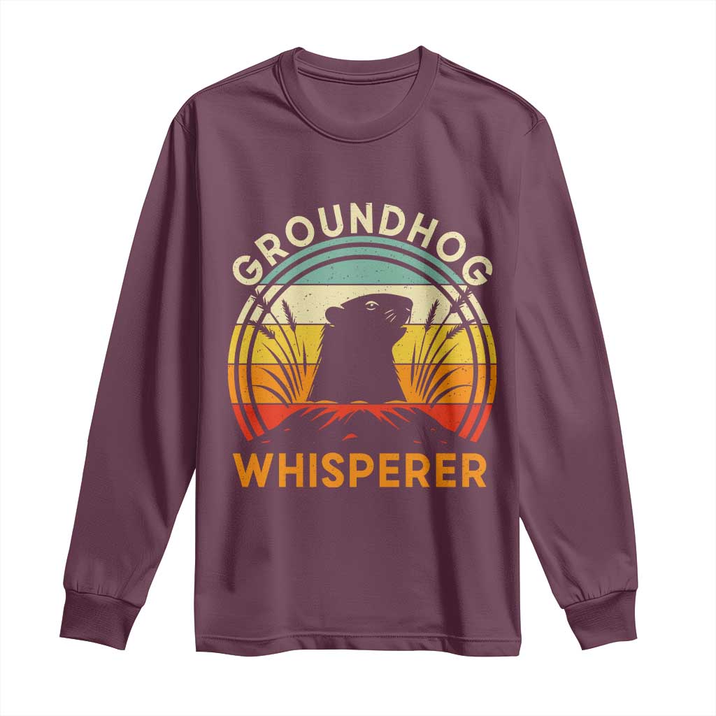 Funny Groundhog Whisperer Long Sleeve Shirt Retro Vintage Woodchuck Lover - Wonder Print Shop
