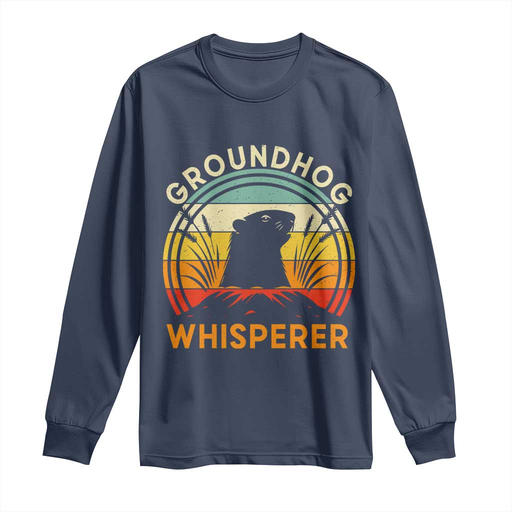 Funny Groundhog Whisperer Long Sleeve Shirt Retro Vintage Woodchuck Lover - Wonder Print Shop