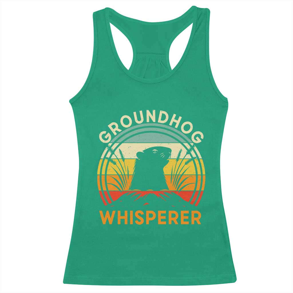 Funny Groundhog Whisperer Racerback Tank Top Retro Vintage Woodchuck Lover - Wonder Print Shop