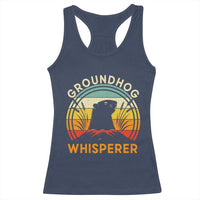 Funny Groundhog Whisperer Racerback Tank Top Retro Vintage Woodchuck Lover - Wonder Print Shop
