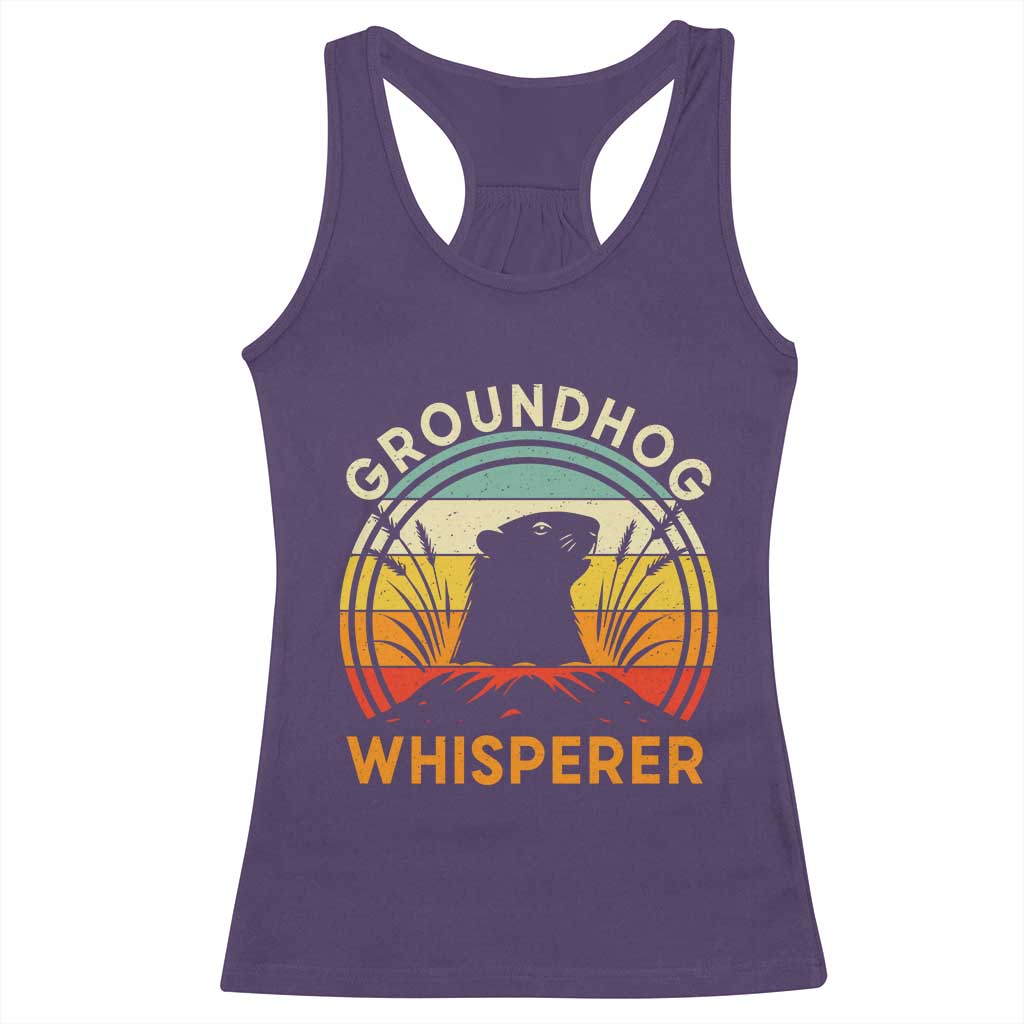 Funny Groundhog Whisperer Racerback Tank Top Retro Vintage Woodchuck Lover - Wonder Print Shop