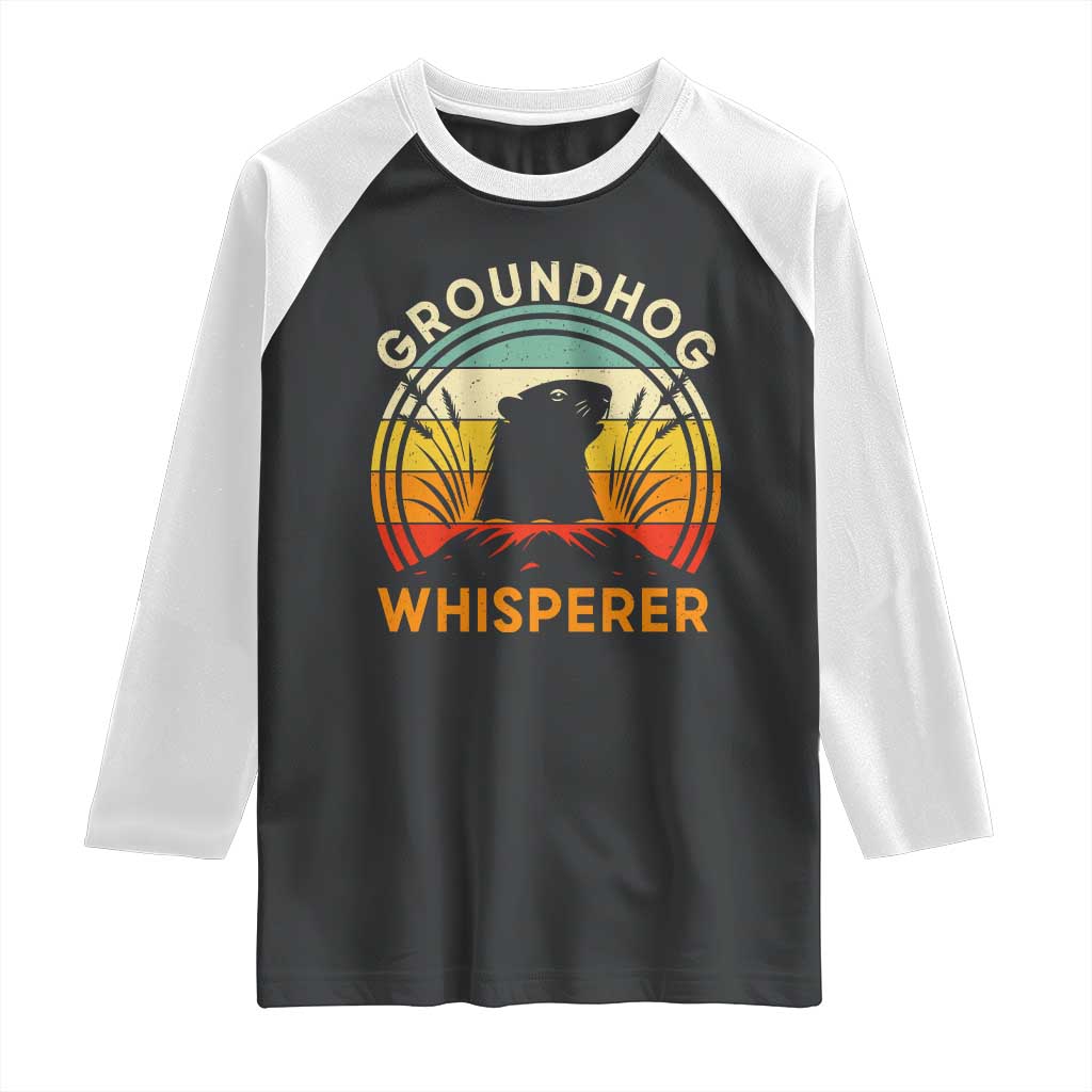 Funny Groundhog Whisperer Raglan Shirt Retro Vintage Woodchuck Lover - Wonder Print Shop