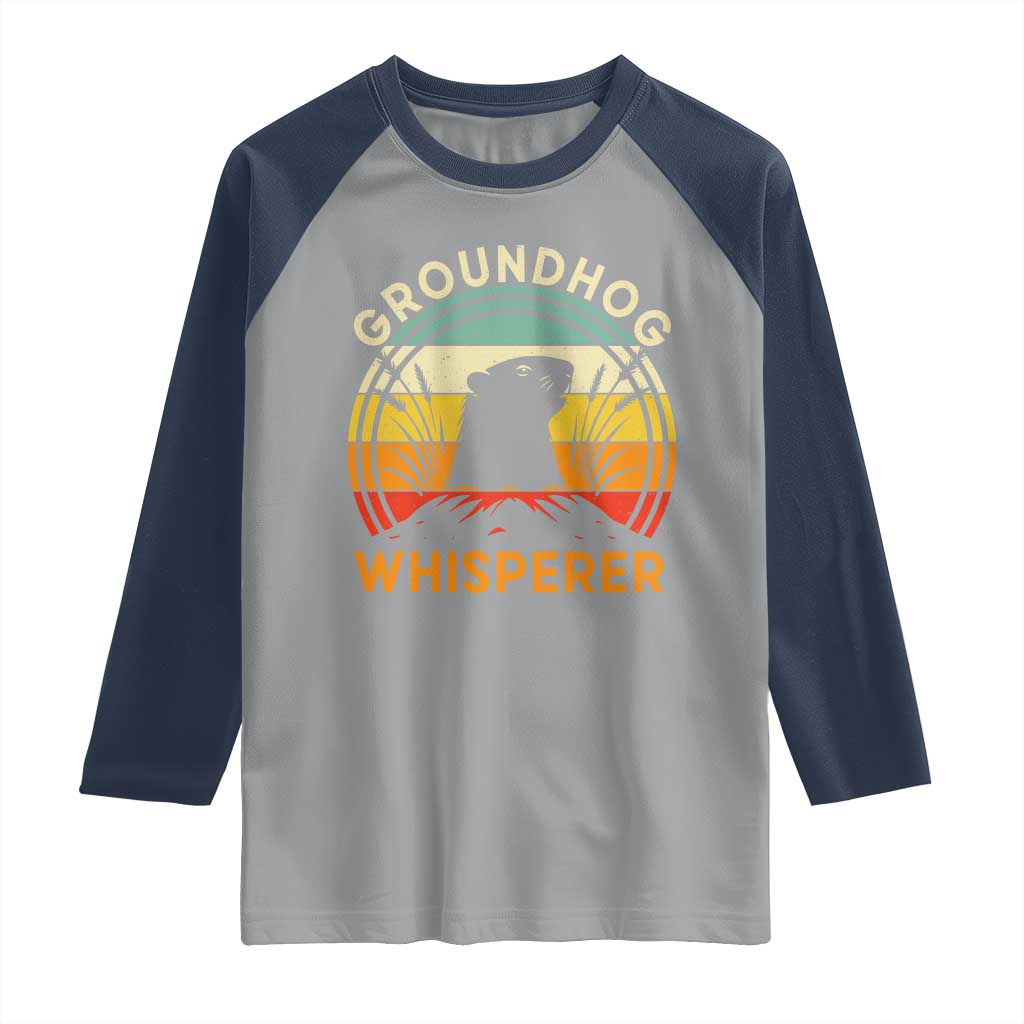 Funny Groundhog Whisperer Raglan Shirt Retro Vintage Woodchuck Lover - Wonder Print Shop