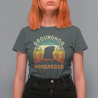 Funny Groundhog Whisperer T Shirt For Women Retro Vintage Woodchuck Lover - Wonder Print Shop