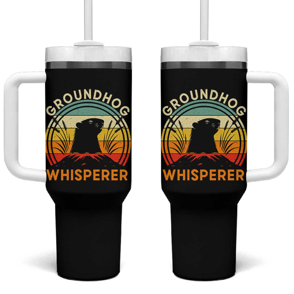 Funny Groundhog Whisperer Tumbler With Handle Retro Vintage Woodchuck Lover - Wonder Print Shop