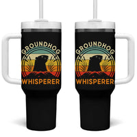 Funny Groundhog Whisperer Tumbler With Handle Retro Vintage Woodchuck Lover - Wonder Print Shop
