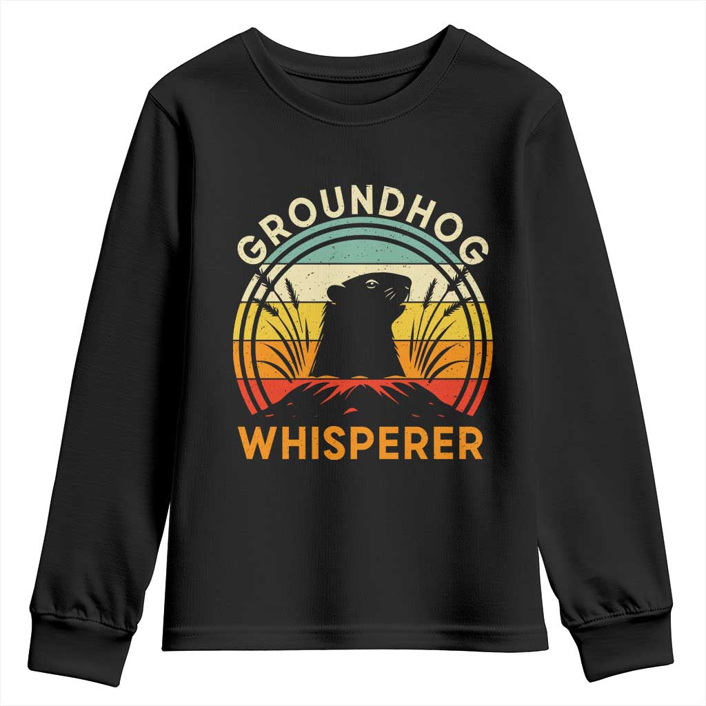 Funny Groundhog Whisperer Youth Sweatshirt Retro Vintage Woodchuck Lover - Wonder Print Shop