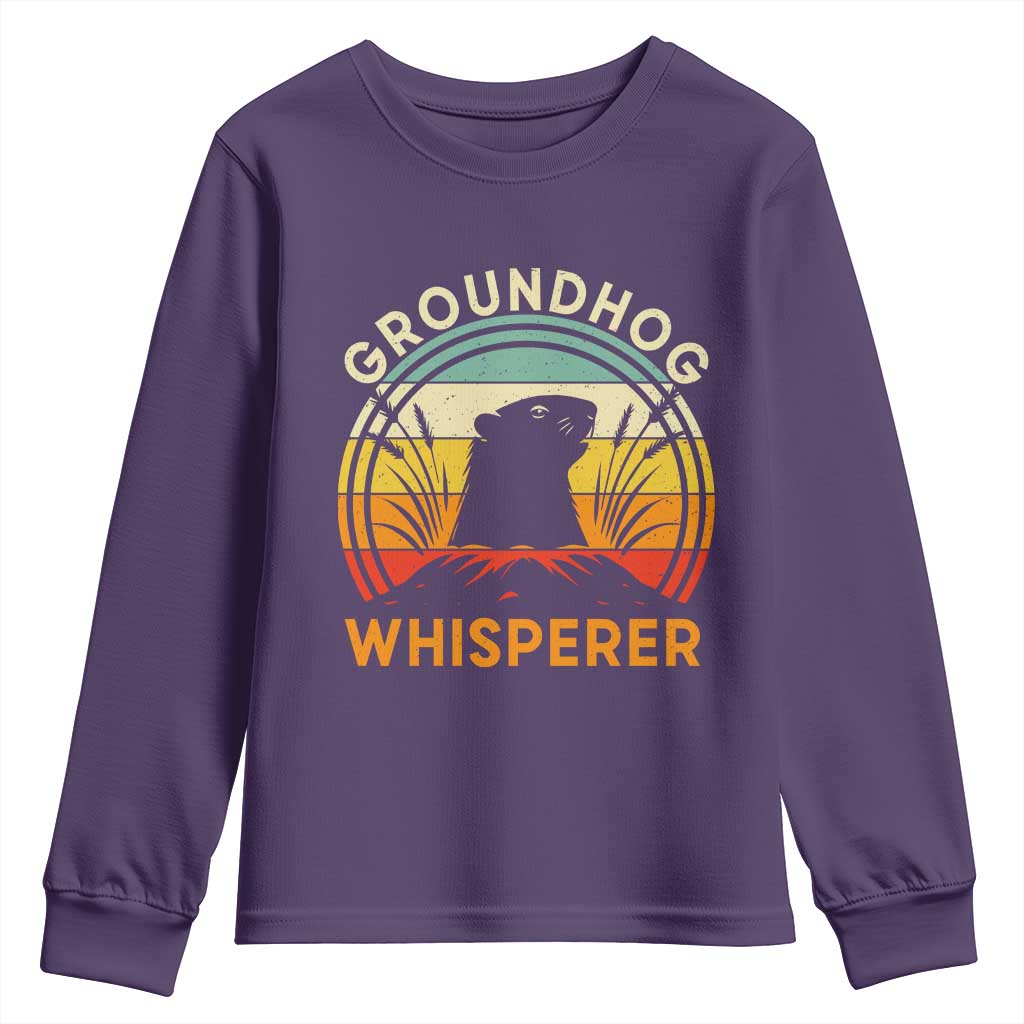 Funny Groundhog Whisperer Youth Sweatshirt Retro Vintage Woodchuck Lover - Wonder Print Shop