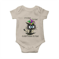 Funny Mardi Gras Cat Baby Onesie It's Fine I'm Fine Everything Is Fine Jester Hat Beads