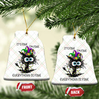 Funny Mardi Gras Cat Ceramic Ornament It's Fine I'm Fine Everything Is Fine Jester Hat Beads