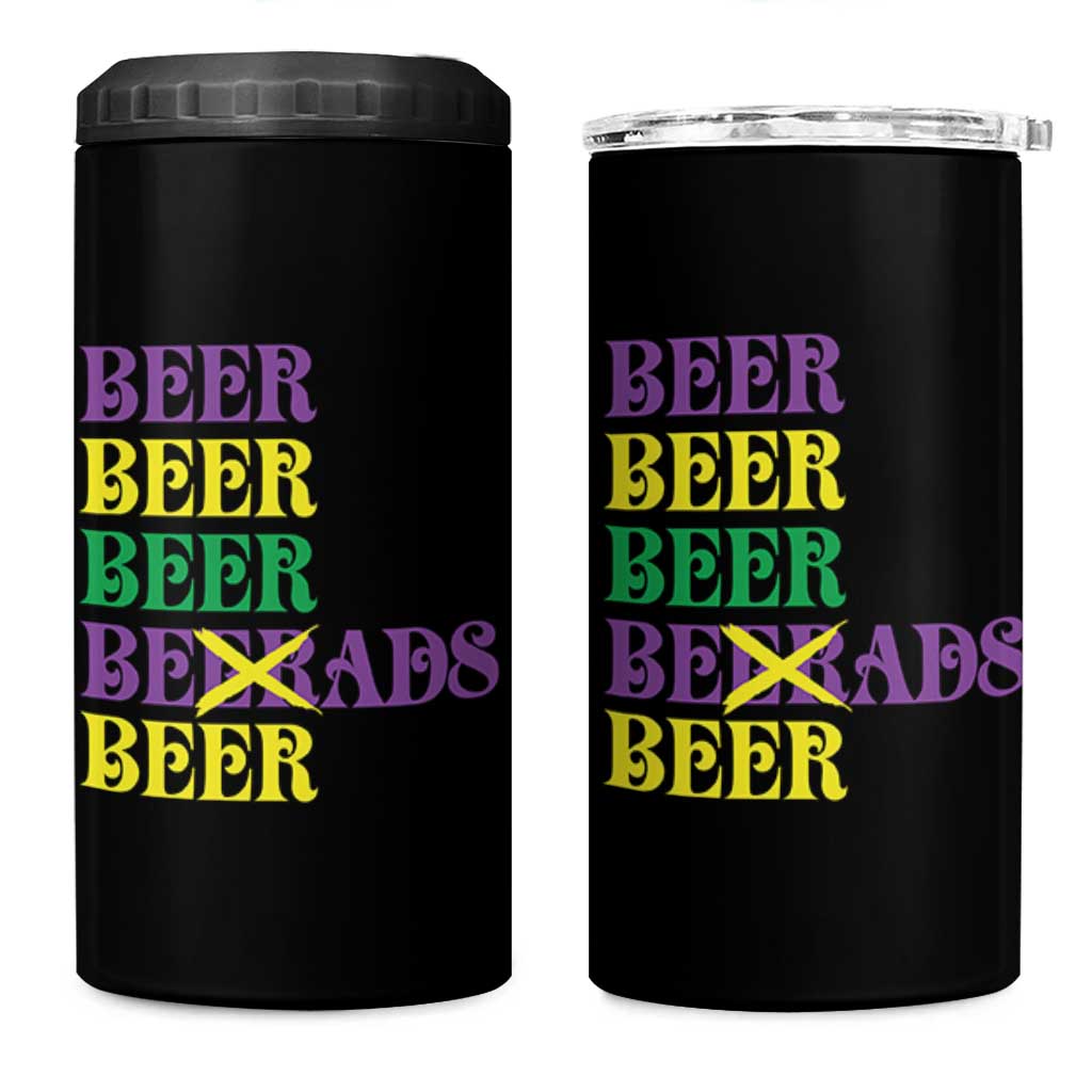 Funny Mardi Gras Drinking 4 in 1 Can Cooler Tumbler Retro Beads Beer Carnival Party - Wonder Print Shop