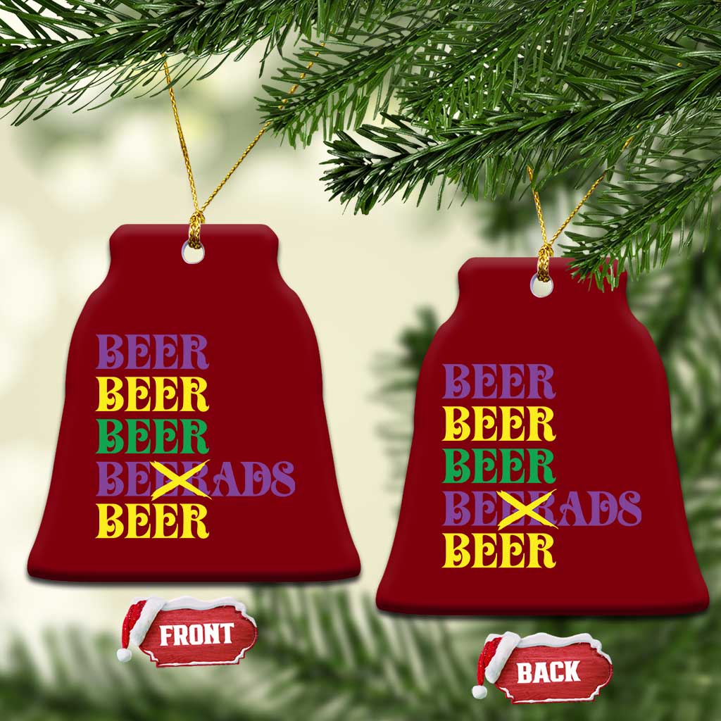Funny Mardi Gras Drinking Ceramic Ornament Retro Beads Beer Carnival Party