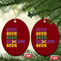 Funny Mardi Gras Drinking Ceramic Ornament Retro Beads Beer Carnival Party