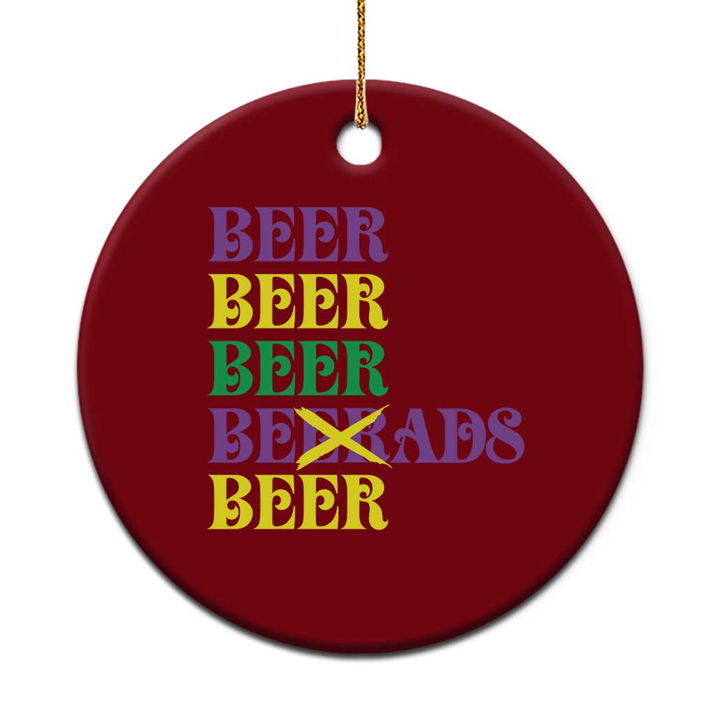Funny Mardi Gras Drinking Ceramic Ornament Retro Beads Beer Carnival Party
