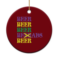 Funny Mardi Gras Drinking Ceramic Ornament Retro Beads Beer Carnival Party