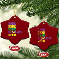 Funny Mardi Gras Drinking Ceramic Ornament Retro Beads Beer Carnival Party